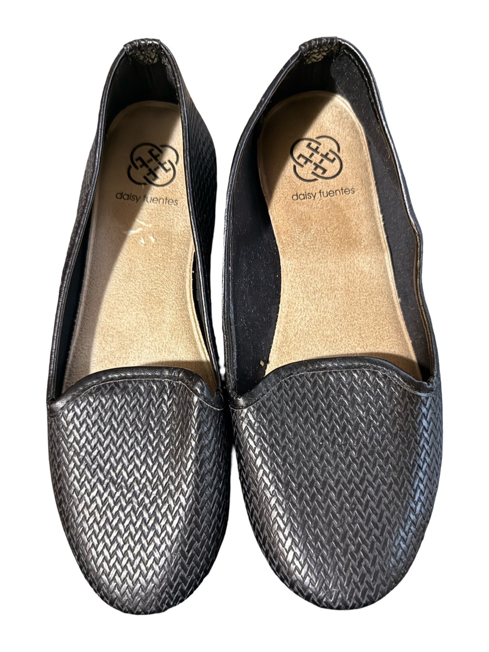 Gently Used Daisy Fuentes Black Woven Slip-On Flats